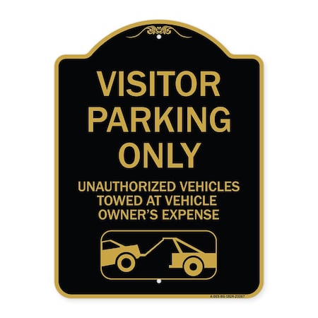 Signmission Parking Restriction Visitor Parking Only Unauthorized Vehicles Towed at Owner Expense, BG-1824-23367 A-DES-BG-1824-23367